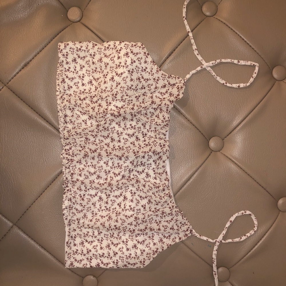 White and Maroon Forever 21 Crop Top